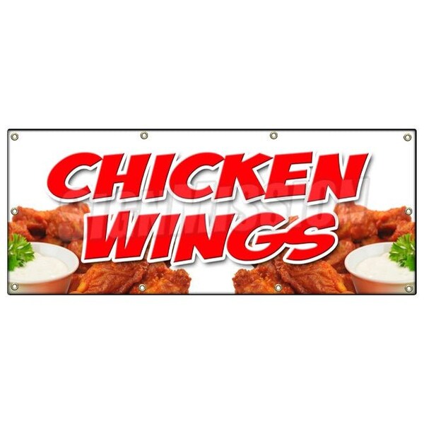 Signmission CHICKEN WINGSBANNER SIGN crispy spicy buffalo hot dipping sauce B-96 Chicken Wings - main